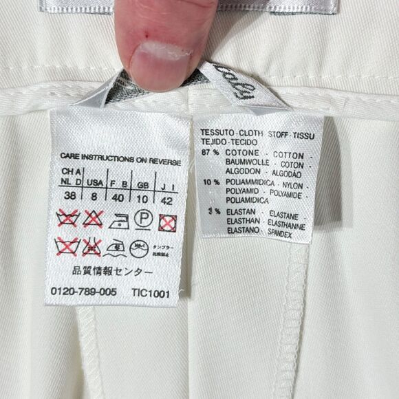 MAX MARA White High Waist Ankle Pants Cotton Stretch Made in Italy Women Sz. 8 - Picture 7 of 13